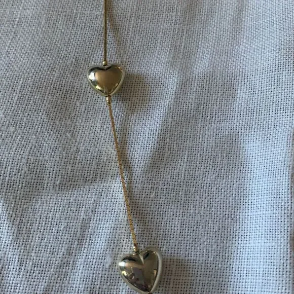 Vintage Gold Tone Bubble Heart Chain Necklace